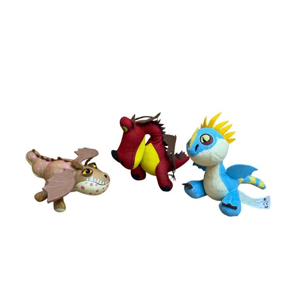DreamWorks How To Train Your Dragon Plush Set Of 3 - Hookfang Meatlug & Stormfly - Picture 1 of 5